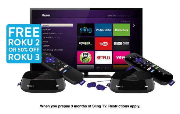 Roku 2 Free Sling TV Deal